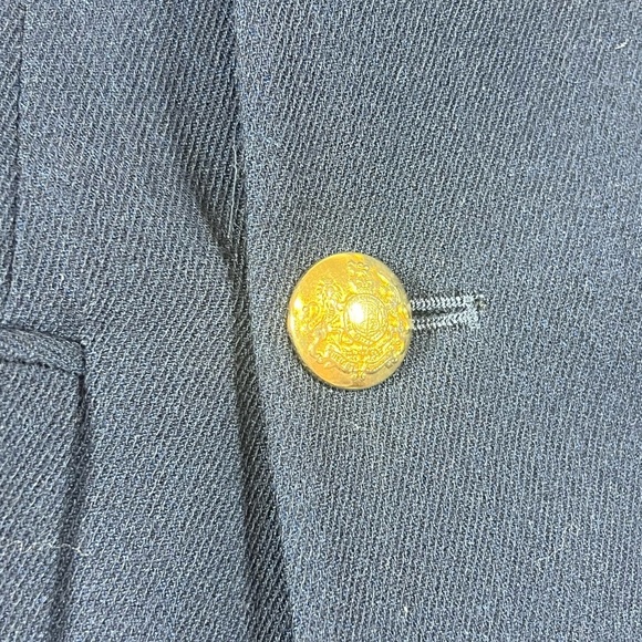 Women’s Ralph Lauren Size 4 USA Dark Blue Ornate Wool Blazer with Gold Buttons - Picture 3 of 11